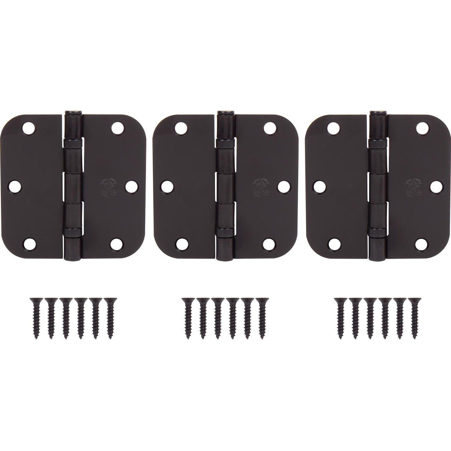 Stone Harbor Hardware 3-1/2" Ball-Bearing Door Hinges, 5/8" Radius Corner, Oil-Rubbed Bronze, 3-Pack