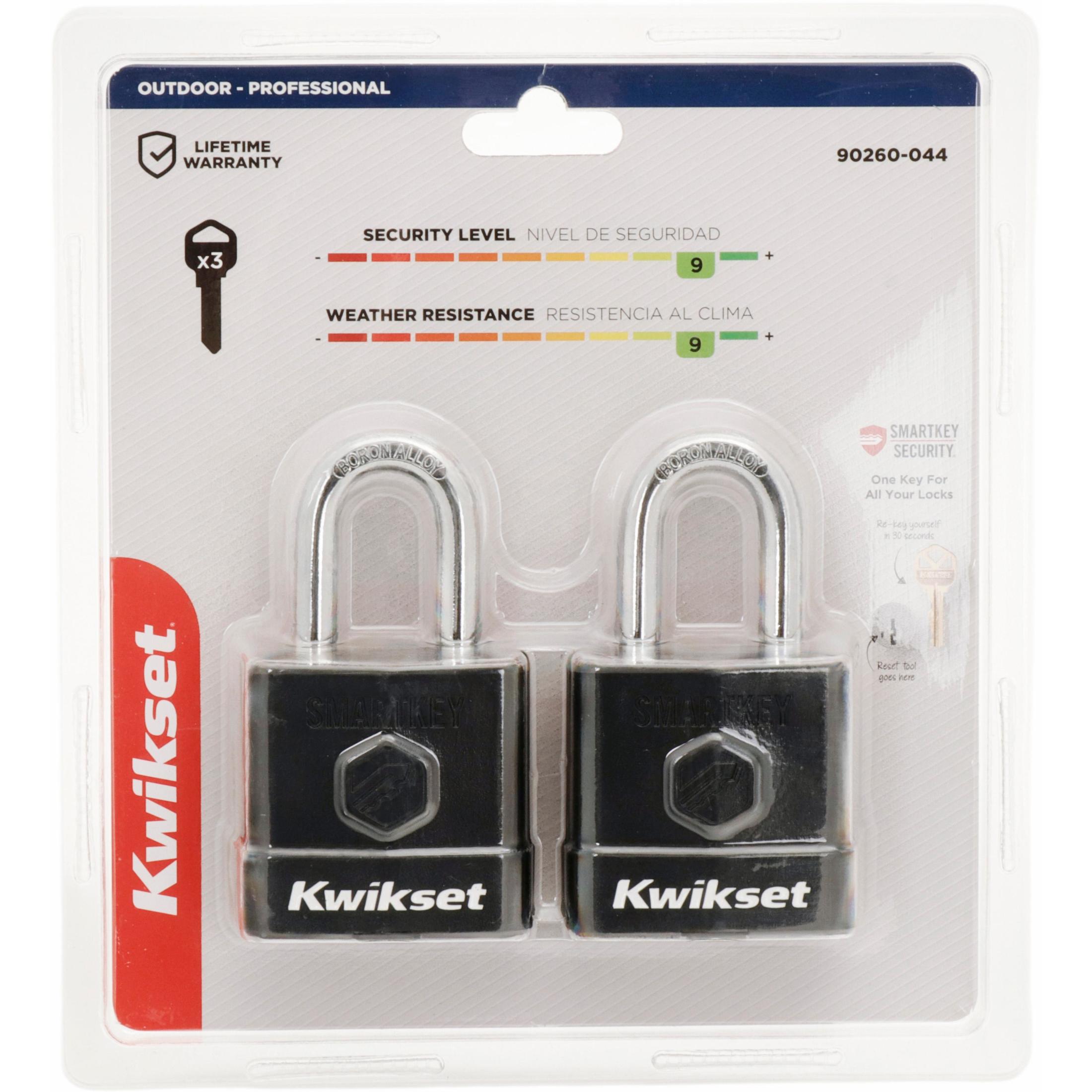 Kwikset 2" Padlock SMT KA with Cover and 1-1/2" Shackle, 2-Pack