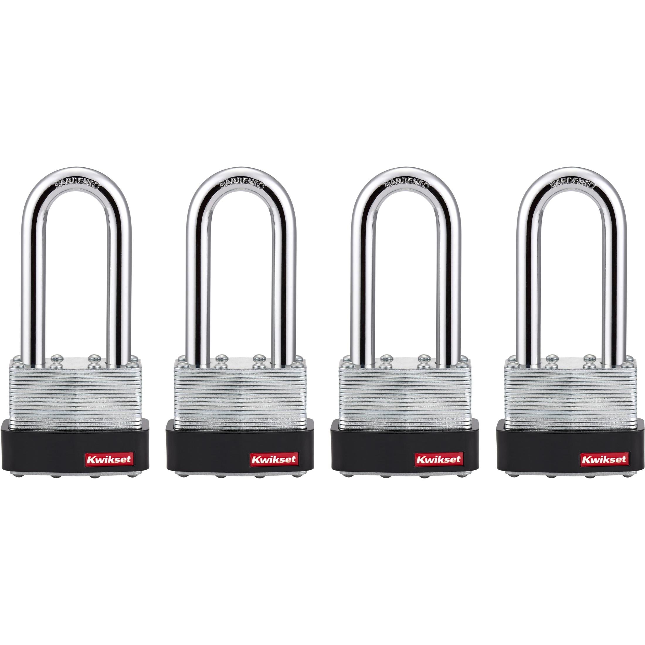 Kwikset 2" Laminated Padlock KA with 2-1/2" Shackle, 4-Pack