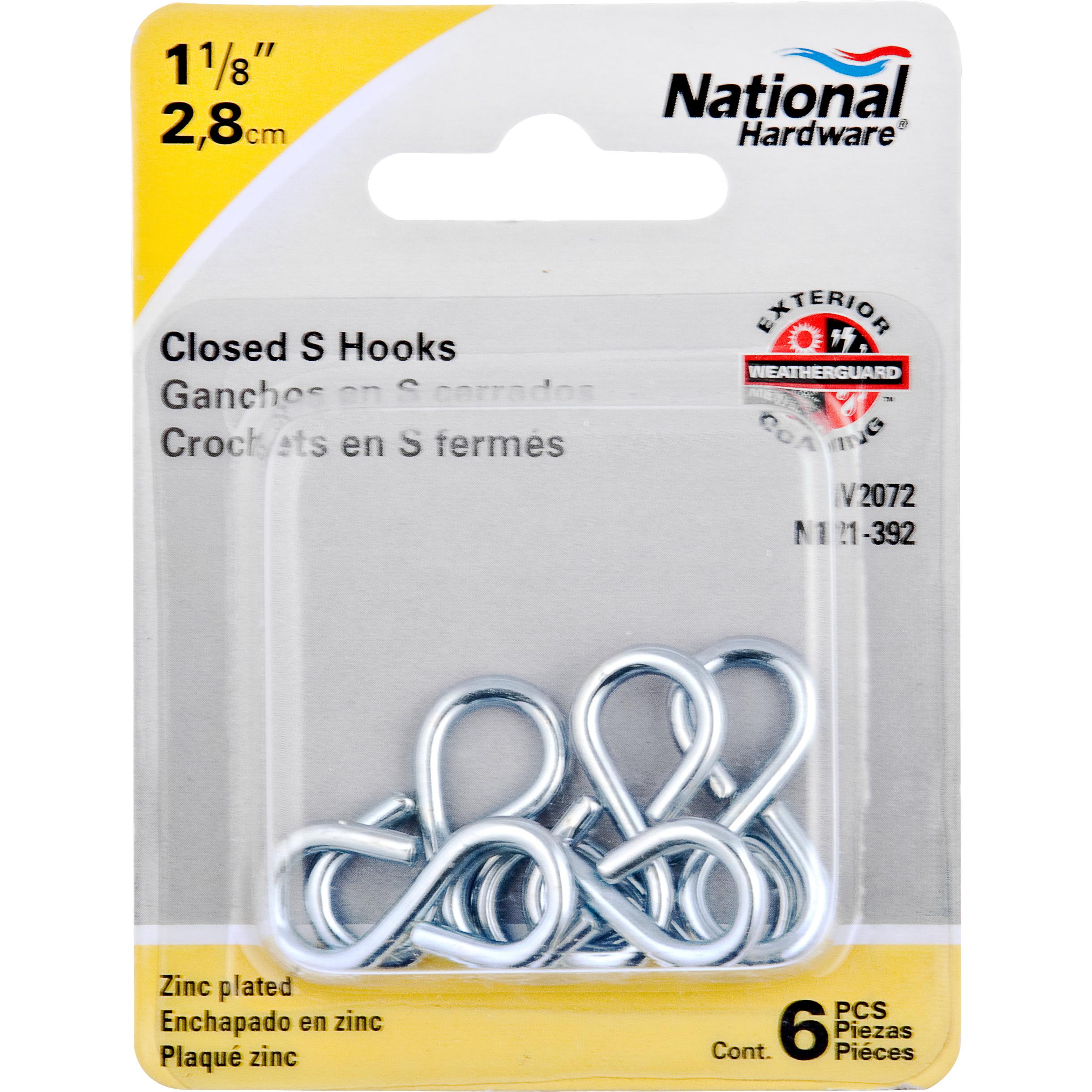 V2072 #812, 1-1/8" Closed S Hooks - Zinc Plated