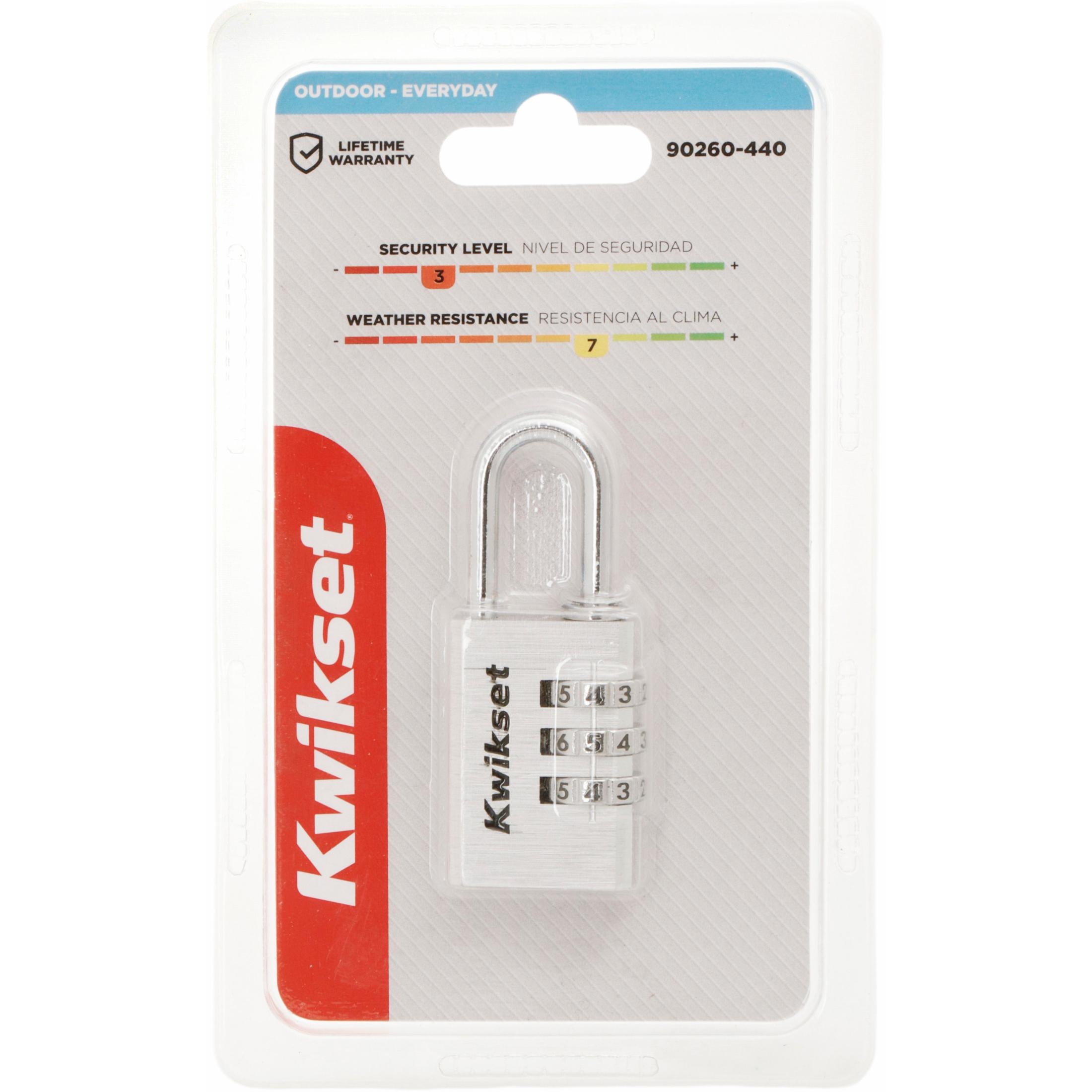 Kwikset 1-1/8" Aluminum Combination Padlock with 1" Shackle, Silver