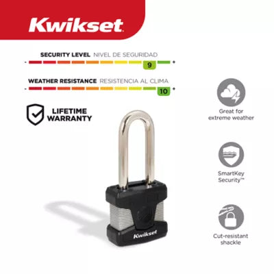 Kwikset 2" Padlock SMT with 2-1/2" Shackle, Stainless Steel