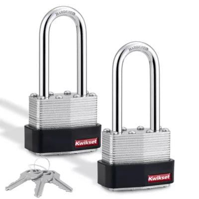 Kwikset 1-3/4" Laminated Padlock KA with 2" Shackle, 2-Pack