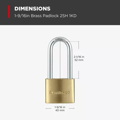 Kwikset 1-9/16" Brass Padlock KA with 2" Shackle, 4-Pack