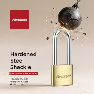 Kwikset 1-9/16" Brass Padlock KA with 2" Shackle, 4-Pack
