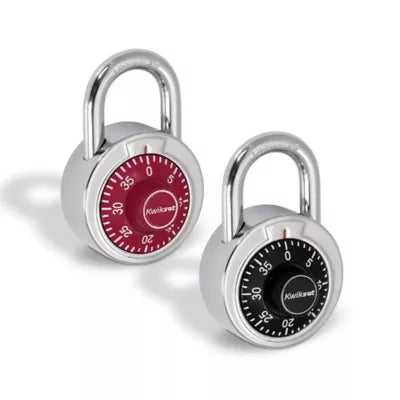 Kwikset 2" Combination Dial Padlock with 13/16" Shackle, 2-Pack, Black/Red