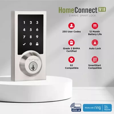 918 CNT ZW700 26 SMT BP RCALFD RCS Contemporary HomeConnect Touchpad Deadbolt - Polished Chrome