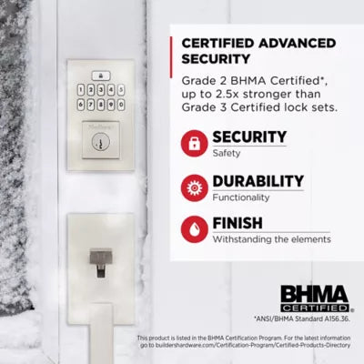 260 CNT 15 SMT RBP RCALFD Contemporary SmartCode Keypad Deadbolt - Satin Nickel